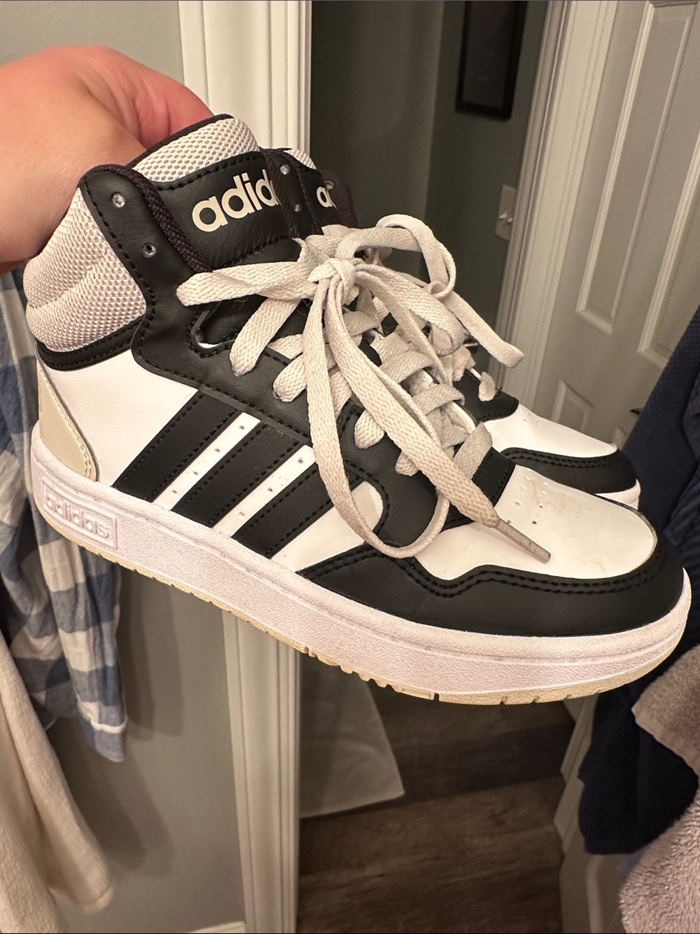 Adidas Hoops Mid Shoes in Black and White
